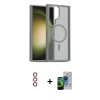 MARSİLYAN™- Galaxy S23 Ultra Kılıf Siluet Minimal Prime - Siyah Durable Full Glue Curved Cam + Metal Kamera Lens - KI