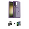 MARSİLYAN™- Galaxy S23 Ultra Kılıf Siluet Minimal Prime - Siyah Durable Full Glue Curved Cam + PVD Metal Kamera Lens - SH