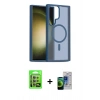 MARSİLYAN™- Galaxy S23 Ultra Kılıf Siluet Minimal Prime - Siyah Durable Full Glue Curved Cam + Raze Metal Kamera Lens - LA