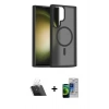 MARSİLYAN™- Galaxy S23 Ultra Kılıf Siluet Minimal Prime - Siyah Durable Full Glue Curved Cam + Kamera Lens Koruma Cam - SF