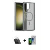 MARSİLYAN™- Galaxy S23 Ultra Kılıf Siluet Minimal Prime - Siyah Durable Full Glue Curved Cam + Kamera Lens Koruma Cam - SF