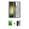 MARSİLYAN™- Galaxy S23 Ultra Kılıf Siluet Minimal Prime - Siyah Durable Full Glue Curved Hayalet Cam + Raze Metal Kamera Lens - SH