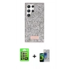 MARSİLYAN™- Galaxy S23 Ultra Kılıf Vadi Klasik Serisi - Siyah Durable Full Glue Curved Cam + Raze Metal Kamera Lens - LA