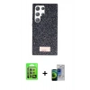 MARSİLYAN™- Galaxy S23 Ultra Kılıf Vadi Klasik Serisi - Siyah Durable Full Glue Curved Cam + Raze Metal Kamera Lens - YL