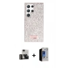 MARSİLYAN™- Galaxy S23 Ultra Kılıf Vadi Klasik Serisi - Siyah Durable Full Glue Curved Hayalet Cam + PVD Metal Kamera Lens - GD