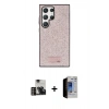 MARSİLYAN™- Galaxy S23 Ultra Kılıf Vadi Klasik Serisi - Siyah Durable Full Glue Curved Hayalet Cam + PVD Metal Kamera Lens - GD