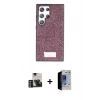 MARSİLYAN™- Galaxy S23 Ultra Kılıf Vadi Klasik Serisi - Siyah Durable Full Glue Curved Hayalet Cam + PVD Metal Kamera Lens - GD