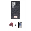 MARSİLYAN™- Galaxy S23 Ultra Kılıf Vadi Klasik Serisi - Siyah Durable Full Glue Curved Hayalet Cam + Valdez Metal Kamera Lens - KI