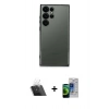 MARSİLYAN™- Galaxy S23 Ultra Kılıf Vadi Minimal - Siyah Durable Full Glue Curved Cam + Kamera Lens Koruma Cam - SF