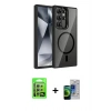 MARSİLYAN™- Galaxy S23 Ultra Kılıf Yadigar Asil Koleksiyonu - Siyah Durable Full Glue Curved Cam + Raze Metal Kamera Lens - GS
