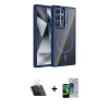 MARSİLYAN™- Galaxy S23 Ultra Kılıf Yadigar Asil Koleksiyonu - Siyah Durable Full Glue Curved Cam + Şeffaf Kamera Lens Koruma Cam