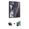 MARSİLYAN™- Galaxy S23 Ultra Kılıf Yadigar Asil Koleksiyonu - Siyah Durable Full Glue Curved Cam + Şeffaf Kamera Lens Koruma Cam