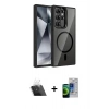 MARSİLYAN™- Galaxy S23 Ultra Kılıf Yadigar Asil Koleksiyonu - Siyah Durable Full Glue Curved Cam + Şeffaf Kamera Lens Koruma Cam