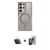 MARSİLYAN™- Galaxy S23 Ultra Kılıf Yadigar Klasik Özel Seri - Siyah Durable Full Glue Curved Cam + Şeffaf Kamera Lens Koruma Cam