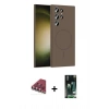 MARSİLYAN™- Galaxy S23 Ultra Kılıf Yankı Form Serisi - Siyah 360 Mat Full Body Arka Koruyucu + Valdez Metal Kamera Lens - KI