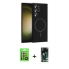 MARSİLYAN™- Galaxy S23 Ultra Kılıf Yankı Form Serisi - Siyah 360 Mat Full Body Arka Koruyucu + Raze Metal Kamera Lens - LA
