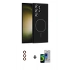MARSİLYAN™- Galaxy S23 Ultra Kılıf Yankı Form Serisi - Siyah Durable Full Glue Curved Cam + Metal Kamera Lens - KI