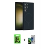 MARSİLYAN™- Galaxy S23 Ultra Kılıf Yankı Form Serisi - Siyah Durable Full Glue Curved Cam + Siyah Raze Metal Kamera Lens