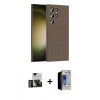 MARSİLYAN™- Galaxy S23 Ultra Kılıf Yankı Form Serisi - Siyah Durable Full Glue Curved Hayalet Cam + PVD Metal Kamera Lens - GD
