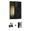 MARSİLYAN™- Galaxy S23 Ultra Kılıf Yankı Form Serisi - Siyah Durable Full Glue Curved Hayalet Cam + PVD Metal Kamera Lens - SH