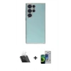 MARSİLYAN™- Galaxy S23 Ultra Kılıf Yankı Serisi - Siyah Durable Full Glue Curved Cam + Kamera Lens Koruma Cam - SF