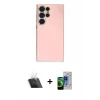 MARSİLYAN™- Galaxy S23 Ultra Kılıf Yankı Serisi - Siyah Durable Full Glue Curved Cam + Kamera Lens Koruma Cam - SF
