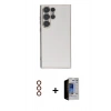 MARSİLYAN™- Galaxy S23 Ultra Kılıf Yankı Serisi - Siyah Durable Full Glue Curved Hayalet Cam + Metal Kamera Lens - KI