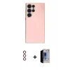 MARSİLYAN™- Galaxy S23 Ultra Kılıf Yankı Serisi - Siyah Durable Full Glue Curved Hayalet Cam + Metal Kamera Lens - KI