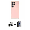 MARSİLYAN™- Galaxy S23 Ultra Kılıf Yankı Serisi - Siyah Durable Full Glue Curved Hayalet Cam + PVD Metal Kamera Lens - SH