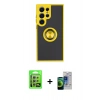 MARSİLYAN™- Galaxy S23 Ultra Kılıf Yörünge Çizgi - Siyah Durable Full Glue Curved Cam + Raze Metal Kamera Lens - GS