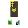 MARSİLYAN™- Galaxy S23 Ultra Kılıf Yörünge Çizgi - Siyah Durable Full Glue Curved Cam + Raze Metal Kamera Lens - YL