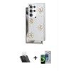 MARSİLYAN™- Galaxy S23 Ultra Kılıf Yörünge Form - Siyah Durable Full Glue Curved Cam + Şeffaf Kamera Lens Koruma Cam