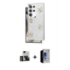 MARSİLYAN™- Galaxy S23 Ultra Kılıf Yörünge Form - Siyah Durable Full Glue Curved Hayalet Cam + PVD Metal Kamera Lens - GD