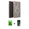 MARSİLYAN™- Galaxy S23 Ultra Kılıf Zirve Doku Prime - Siyah 360 Mat Full Body Arka Koruyucu + Raze Metal Kamera Lens - SH