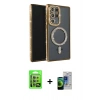 MARSİLYAN™- Galaxy S23 Ultra Kılıf Zirve Doku Prime - Siyah Durable Full Glue Curved Cam + Raze Metal Kamera Lens - YL