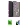 MARSİLYAN™- Galaxy S23 Ultra Kılıf Zirve Doku Prime - Siyah Durable Full Glue Curved Cam + Raze Metal Kamera Lens - YL