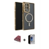 MARSİLYAN™- Galaxy S23 Ultra Kılıf Zirve Doku Prime - Siyah Durable Full Glue Curved Hayalet Cam + Valdez Metal Kamera Lens - KI