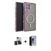 MARSİLYAN™- Galaxy S23 Ultra Kılıf Zirve Doku Prime - Siyah Durable Full Glue Curved Hayalet Cam + PVD Metal Kamera Lens - SH