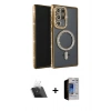 MARSİLYAN™- Galaxy S23 Ultra Kılıf Zirve Doku Prime - Siyah Durable Full Glue Curved Hayalet Cam + Kamera Lens Koruma Cam - SF