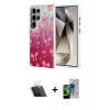 MARSİLYAN™- Galaxy S23 Ultra Kılıf Zirve Modern Prime - Siyah Durable Full Glue Curved Cam + Kamera Lens Koruma Cam - SF