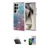 MARSİLYAN™- Galaxy S23 Ultra Kılıf Zirve Modern Prime - Siyah Durable Full Glue Curved Cam + Kamera Lens Koruma Cam - SF
