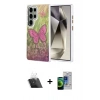 MARSİLYAN™- Galaxy S23 Ultra Kılıf Zirve Modern Prime - Siyah Durable Full Glue Curved Cam + Kamera Lens Koruma Cam - SF