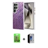 MARSİLYAN™- Galaxy S23 Ultra Kılıf Zirve Modern Prime - Siyah Durable Full Glue Curved Hayalet Cam + Raze Metal Kamera Lens - LA