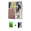 MARSİLYAN™- Galaxy S23 Ultra Kılıf Zirve Modern Prime - Siyah Durable Full Glue Curved Hayalet Cam + Raze Metal Kamera Lens - SH