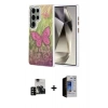 MARSİLYAN™- Galaxy S23 Ultra Kılıf Zirve Modern Prime - Siyah Durable Full Glue Curved Hayalet Cam + PVD Metal Kamera Lens - SH