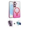 MARSİLYAN™- Galaxy S24 FE Kılıf Ahenk Doku Özel Seri - Siyah 3D Antistatik Cam Ekran Koruyucu + Raze Metal Kamera Lens - MR