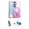 MARSİLYAN™- Galaxy S24 FE Kılıf Ahenk Doku Özel Seri - Siyah 3D Antistatik Seramik Nano Ekran Koruyucu + Raze Metal Kamera Lens - SI