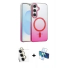 MARSİLYAN™- Galaxy S24 FE Kılıf Ahenk Doku Özel Seri - Siyah 3D Antistatik Seramik Nano Ekran Koruyucu + Raze Metal Kamera Lens - SI
