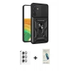 MARSİLYAN™- Galaxy S24 FE Kılıf Ahenk Klasik - Şeffaf Pasifik Cam Ekran Koruyucu + Raze Metal Kamera Lens - GI