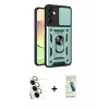 MARSİLYAN™- Galaxy S24 FE Kılıf Ahenk Klasik - Şeffaf Pasifik Cam Ekran Koruyucu + Raze Metal Kamera Lens - SI